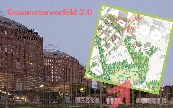 Hinweis auf den Infostand von FPT11 mit dem geplanten Zentralpark